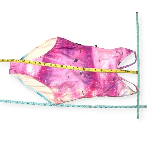 Wildfox Pink Space Cadet Galaxy Blue Print One Piece Tie Dye Festival NWT Small - Picture 9 of 14